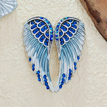 Load image into Gallery viewer, Jewelblings Gothic Vintage AB Crystal Accent Enameled Metallic Blue Angel Wing Brooches Pins Art Nouveau Women Coat Gift Wrap Wing Jewelry
