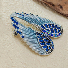 Load image into Gallery viewer, Jewelblings Gothic Vintage AB Crystal Accent Enameled Metallic Blue Angel Wing Brooches Pins Art Nouveau Women Coat Gift Wrap Wing Jewelry

