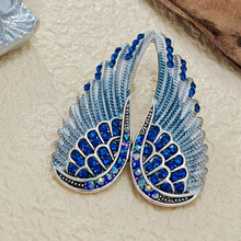 Load image into Gallery viewer, Jewelblings Gothic Vintage AB Crystal Accent Enameled Metallic Blue Angel Wing Brooches Pins Art Nouveau Women Coat Gift Wrap Wing Jewelry
