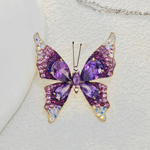 Load image into Gallery viewer, Sparkling Purple Butterfly Brooch Pin with Aurora Borealis Accent
