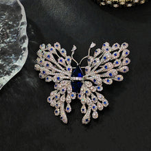 Load image into Gallery viewer, Stunning Designer Peacock Feather Shaped Wing Blue Butterfly Brooch Pin
