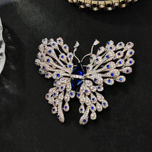 Load image into Gallery viewer, Stunning Designer Peacock Feather Shaped Wing Blue Butterfly Brooch Pin
