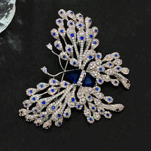 Load image into Gallery viewer, Stunning Designer Peacock Feather Shaped Wing Blue Butterfly Brooch Pin
