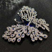 Load image into Gallery viewer, Stunning Designer Peacock Feather Shaped Wing Blue Butterfly Brooch Pin
