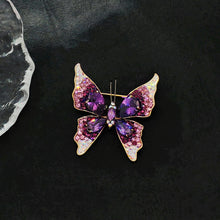 Load image into Gallery viewer, Sparkling Purple Butterfly Brooch Pin with Aurora Borealis Accent
