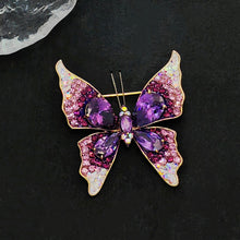 Load image into Gallery viewer, Sparkling Purple Butterfly Brooch Pin with Aurora Borealis Accent
