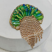 Load image into Gallery viewer, Excellent Green AB Rhinestone Jellyfish Fringe Tassel Brooch Medusa Pin Tropical Beach Jewelry
