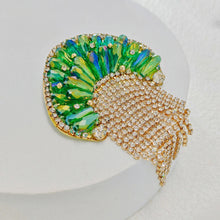 Load image into Gallery viewer, Excellent Green AB Rhinestone Jellyfish Fringe Tassel Brooch Medusa Pin Tropical Beach Jewelry
