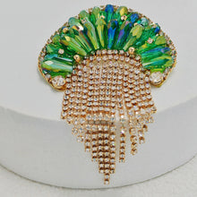 Load image into Gallery viewer, Excellent Green AB Rhinestone Jellyfish Fringe Tassel Brooch Medusa Pin Tropical Beach Jewelry

