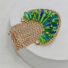 Load image into Gallery viewer, Excellent Green AB Rhinestone Jellyfish Fringe Tassel Brooch Medusa Pin Tropical Beach Jewelry

