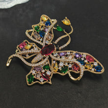 Load image into Gallery viewer, Jewelblings Gorgeous Gold Tone Multi Colored Stones Accent Curled Long-tailed Butterfly Brooch Pin Swallowtail Mother Grandmom GiftJewelry
