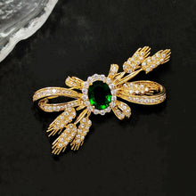 Load image into Gallery viewer, Jewelbings Designer Fashion Green Stone Centered Wheat Ears &amp; Ribbon Bow Brooch Pin Bowknot Jewelry for Garden Harvest Wedding Guest Party
