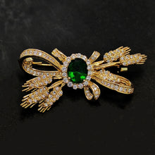 Load image into Gallery viewer, Jewelbings Designer Fashion Green Stone Centered Wheat Ears &amp; Ribbon Bow Brooch Pin Bowknot Jewelry for Garden Harvest Wedding Guest Party

