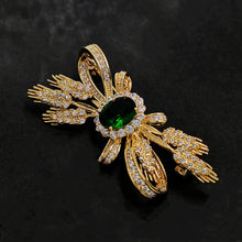 Load image into Gallery viewer, Jewelbings Designer Fashion Green Stone Centered Wheat Ears &amp; Ribbon Bow Brooch Pin Bowknot Jewelry for Garden Harvest Wedding Guest Party
