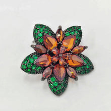 Load image into Gallery viewer, Jewelblings Gorgeous Two-Tiered Star Shaped Five Petal Burnt Orange Green Flower Stud Earrings for Daily Wear
