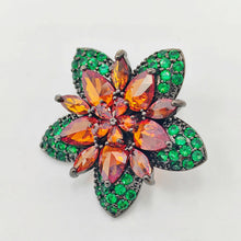 Load image into Gallery viewer, Jewelblings Gorgeous Two-Tiered Star Shaped Five Petal Burnt Orange Green Flower Stud Earrings for Daily Wear
