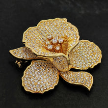 Load image into Gallery viewer, Jewelblings Gorgeous Full Pave Cubic Zircon Gold Iris Orchid Brooches Lily Floral Pin for Women Fashion Dress Gown Outfit Occasion Jewelry
