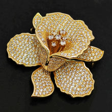 Load image into Gallery viewer, Jewelblings Gorgeous Full Pave Cubic Zircon Gold Iris Orchid Brooches Lily Floral Pin for Women Fashion Dress Gown Outfit Occasion Jewelry
