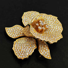 Load image into Gallery viewer, Jewelblings Gorgeous Full Pave Cubic Zircon Gold Iris Orchid Brooches Lily Floral Pin for Women Fashion Dress Gown Outfit Occasion Jewelry

