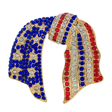 Load image into Gallery viewer, Jewelblings Vintage Blue and Red Crystal US Flag Patriotic Bowknot Brooch Pin Independent Patriotism American Memorial Election Day Jewelry
