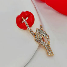 Load image into Gallery viewer, Stunning Red Lip &amp;Gesture Brooch Pin Shh Women Keep Quiet Jewelry
