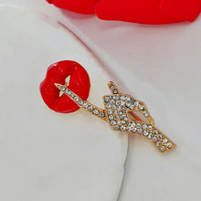 Load image into Gallery viewer, Stunning Red Lip &amp;Gesture Brooch Pin Shh Women Keep Quiet Jewelry
