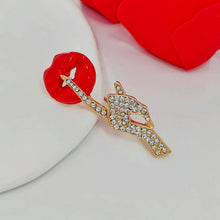 Load image into Gallery viewer, Stunning Red Lip &amp;Gesture Brooch Pin Shh Women Keep Quiet Jewelry
