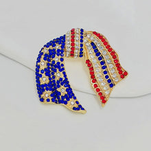 Load image into Gallery viewer, Jewelblings Vintage Blue and Red Crystal US Flag Patriotic Bowknot Brooch Pin Independent Patriotism American Memorial Election Day Jewelry
