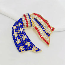 Load image into Gallery viewer, Jewelblings Vintage Blue and Red Crystal US Flag Patriotic Bowknot Brooch Pin Independent Patriotism American Memorial Election Day Jewelry
