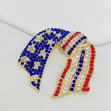 Load image into Gallery viewer, Jewelblings Vintage Blue and Red Crystal US Flag Patriotic Bowknot Brooch Pin Independent Patriotism American Memorial Election Day Jewelry
