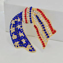 Load image into Gallery viewer, Jewelblings Vintage Blue and Red Crystal US Flag Patriotic Bowknot Brooch Pin Independent Patriotism American Memorial Election Day Jewelry
