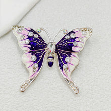 Load image into Gallery viewer, Jewelblings Gorgeous Clear Crystal Accent Purple Enamel Butterfly Broach Pin Insect Jewelry for Women Girl Coat Dress Gown Scarf Shawl Wrap
