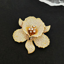 Load image into Gallery viewer, Jewelblings Gorgeous Full Pave Cubic Zircon Gold Iris Orchid Brooches Lily Floral Pin for Women Fashion Dress Gown Outfit Occasion Jewelry
