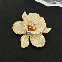 Load image into Gallery viewer, Jewelblings Gorgeous Full Pave Cubic Zircon Gold Iris Orchid Brooches Lily Floral Pin for Women Fashion Dress Gown Outfit Occasion Jewelry
