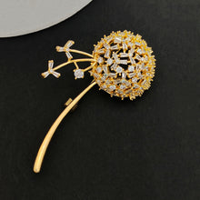 Load image into Gallery viewer, Jewelblings Stunning Gold Tone Stem Cubic Zirconia Dandelion Flower Broach Pin Thanksgiving Gift

