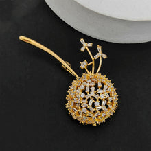 Load image into Gallery viewer, Jewelblings Stunning Gold Tone Stem Cubic Zirconia Dandelion Flower Broach Pin Thanksgiving Gift
