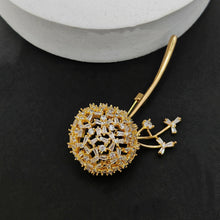 Load image into Gallery viewer, Jewelblings Stunning Gold Tone Stem Cubic Zirconia Dandelion Flower Broach Pin Thanksgiving Gift
