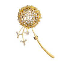 Load image into Gallery viewer, Jewelblings Stunning Gold Tone Stem Cubic Zirconia Dandelion Flower Broach Pin Thanksgiving Gift
