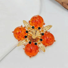 Load image into Gallery viewer, Elegant Vintage Imitate Amber Flower Brooch Orange Cross-Shaped Floral Jewelry
