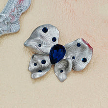 Load image into Gallery viewer, Stylish Vintage Silver Metallic and Blue Butterfly Brooch Pin Designer Jewelry
