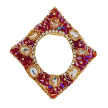 Load image into Gallery viewer, Gorgeous Opens Pink and Purple Rhinestone Irregular Square Brooch Pin
