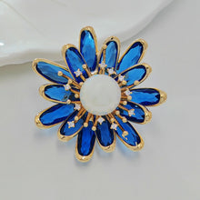 Load image into Gallery viewer, Pretty Imitated Pearl and Blue Crystal Flower Brooch Pin Gift Jewelry
