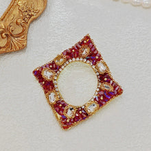 Load image into Gallery viewer, Gorgeous Opens Pink and Purple Rhinestone Irregular Square Brooch Pin

