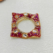 Load image into Gallery viewer, Gorgeous Opens Pink and Purple Rhinestone Irregular Square Brooch Pin
