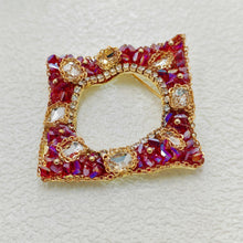 Load image into Gallery viewer, Gorgeous Opens Pink and Purple Rhinestone Irregular Square Brooch Pin
