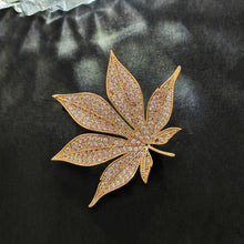 Load image into Gallery viewer, Jewelblings Shiny Gold Tone Full Pave CZ Maple Leaf Brooch and Pins Vintage Palm Alm Shaped Jewelry for Unisex Sweater Coat Costume Hat Bag
