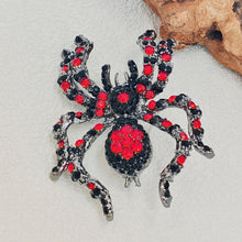 Load image into Gallery viewer, Jewelblings Spooky Season Black Red Crystal Spider Brooch Pin Halloween Costume Jewelry for Women Men Garden Party Cape Cloak Hat Bag Gfits
