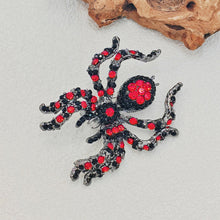 Load image into Gallery viewer, Jewelblings Spooky Season Black Red Crystal Spider Brooch Pin Halloween Costume Jewelry for Women Men Garden Party Cape Cloak Hat Bag Gfits
