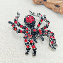 Load image into Gallery viewer, Jewelblings Spooky Season Black Red Crystal Spider Brooch Pin Halloween Costume Jewelry for Women Men Garden Party Cape Cloak Hat Bag Gfits
