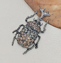Load image into Gallery viewer, Gorgeous Champagne Brown Rhinestone Beetle Brooch Pin Statement Insect Jewelry

